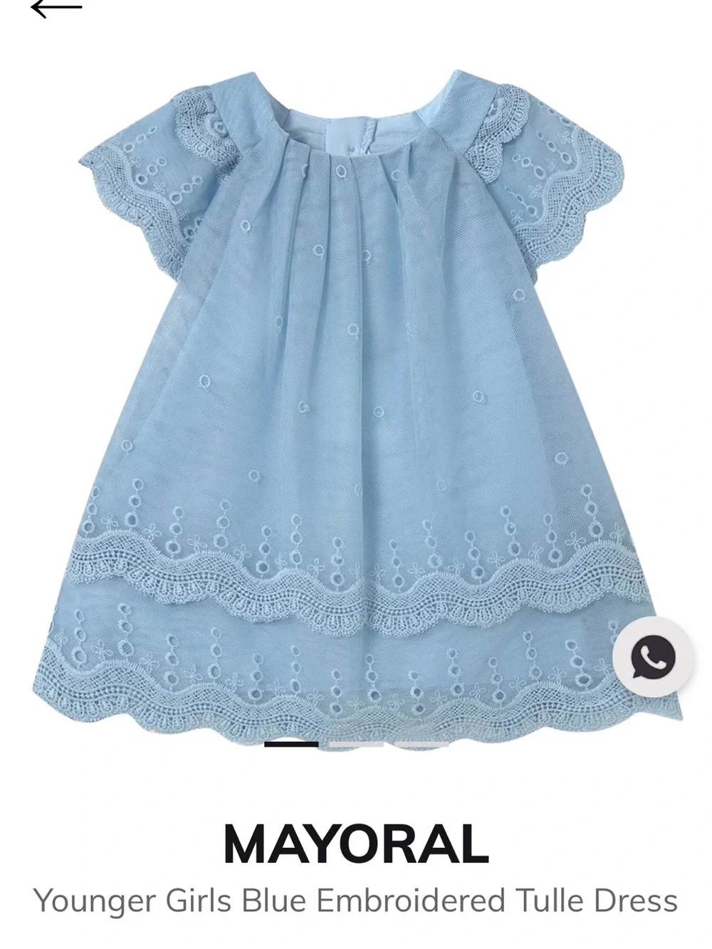 NWOT! Mayoral Younger Girls Blue Embroidered Tulle Dress! Size 18 mo!